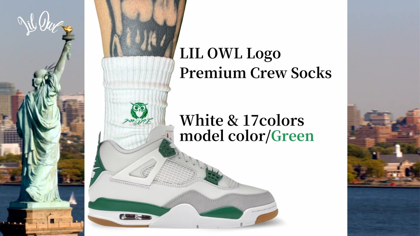 LILOWL Logo Premium Crew Socks(1Pair)       Green