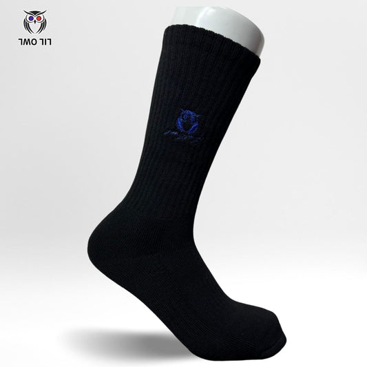 LILOWL Logo Premium Crew Socks(1Pair)Black&Navy