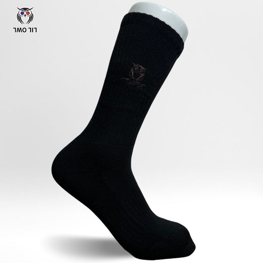 LILOWL Logo Premium Crew Socks(1Pair)Black&Brown