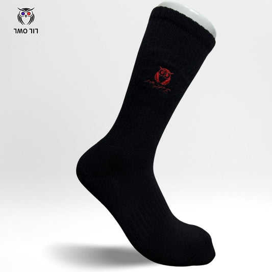 LILOWL Logo Premium Crew Socks(1Pair)Black&Red