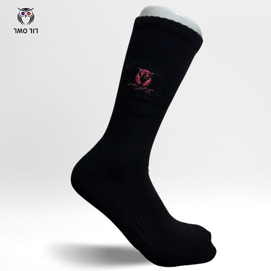 LILOWL Logo Premium Crew Socks(1Pair) Black&Pink