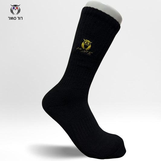 LILOWL Logo Premium Crew Socks(1Pair) Black&Yellow